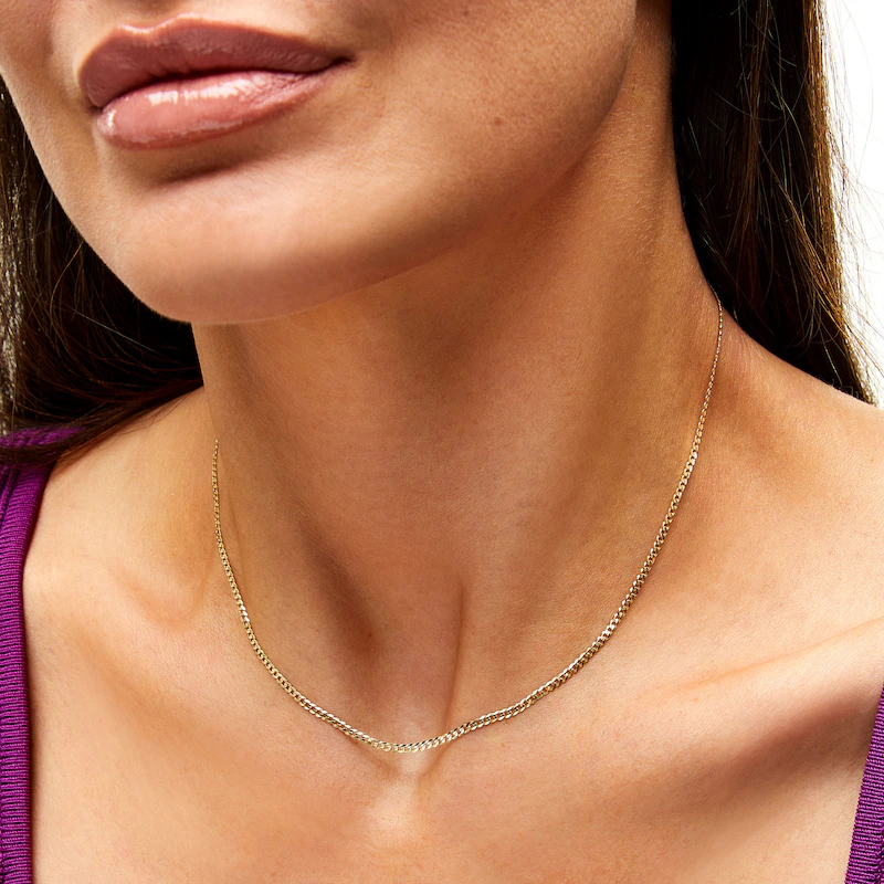 14k Gold 2mm Curb Chain Necklace