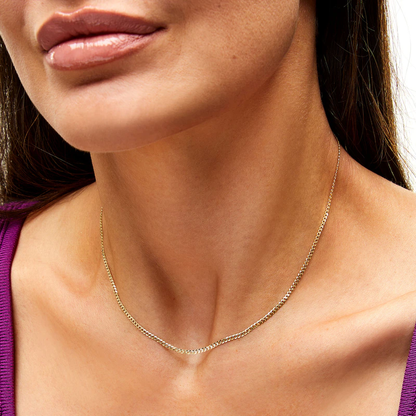 14k Gold 2mm Curb Chain Necklace