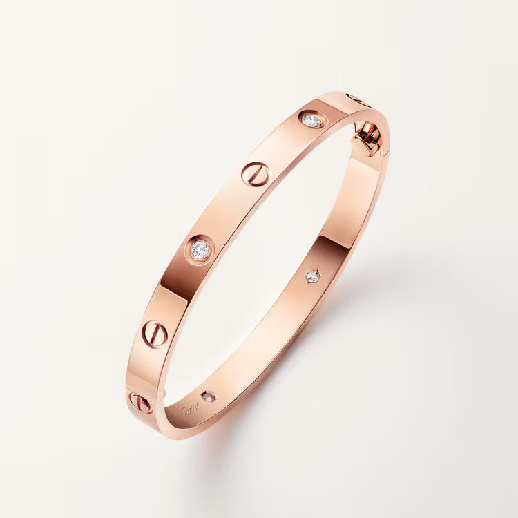 Cartier Love Bracelet 4 Diamond 18k Rose Gold