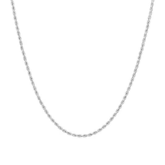 14k Gold 1.8 mm Diamond-Cut Round Hollow Rope Chain Necklace