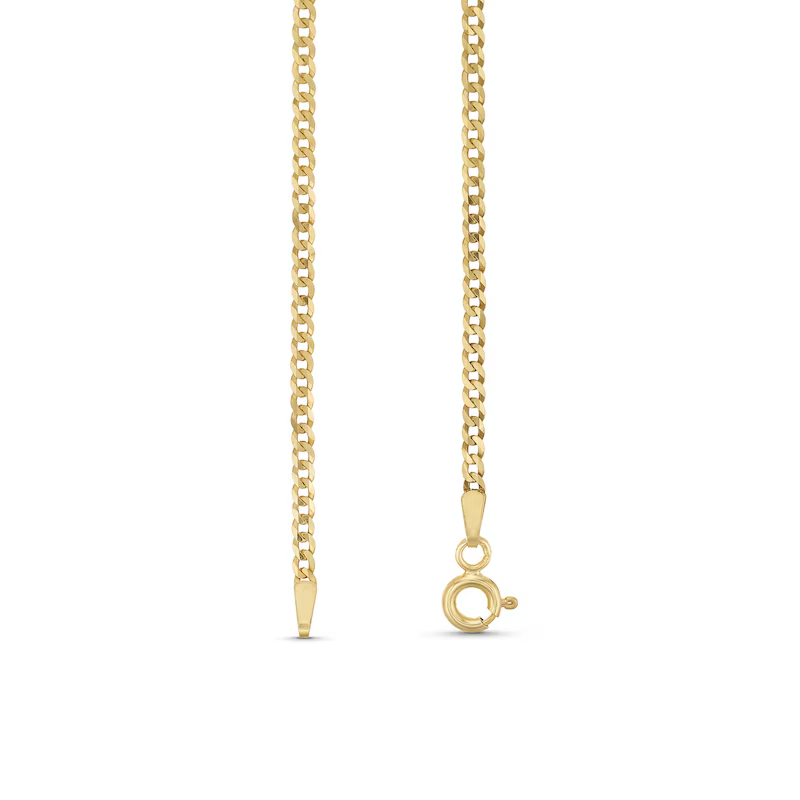 14k Gold 2mm Curb Chain Necklace