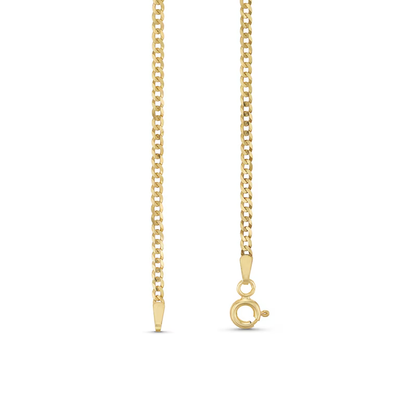 14k Gold 2mm Curb Chain Necklace