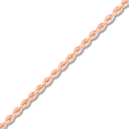 14k Gold 2.4mm Semi-Solid Round Rope Chain Necklace