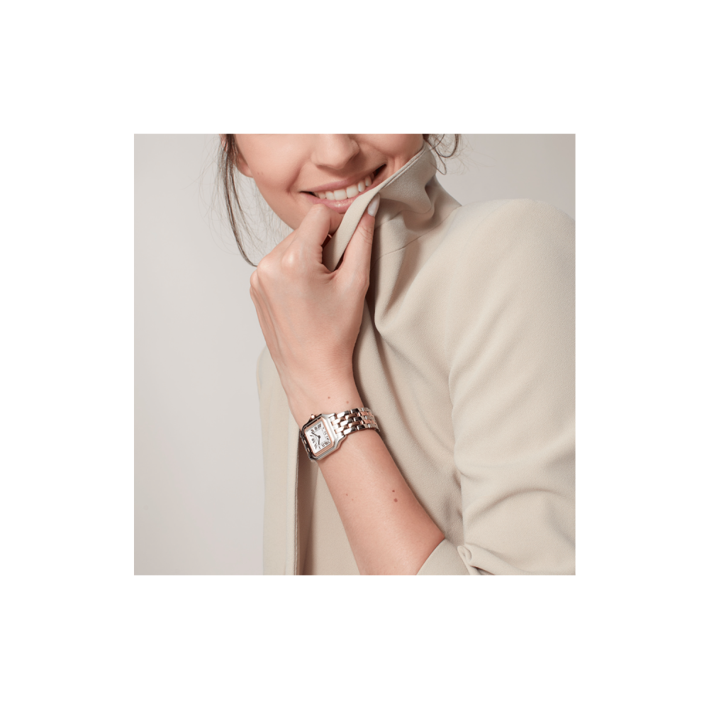 Panthère de Cartier, Yellow Gold & Steel, Medium -  White Dial W2PN0007