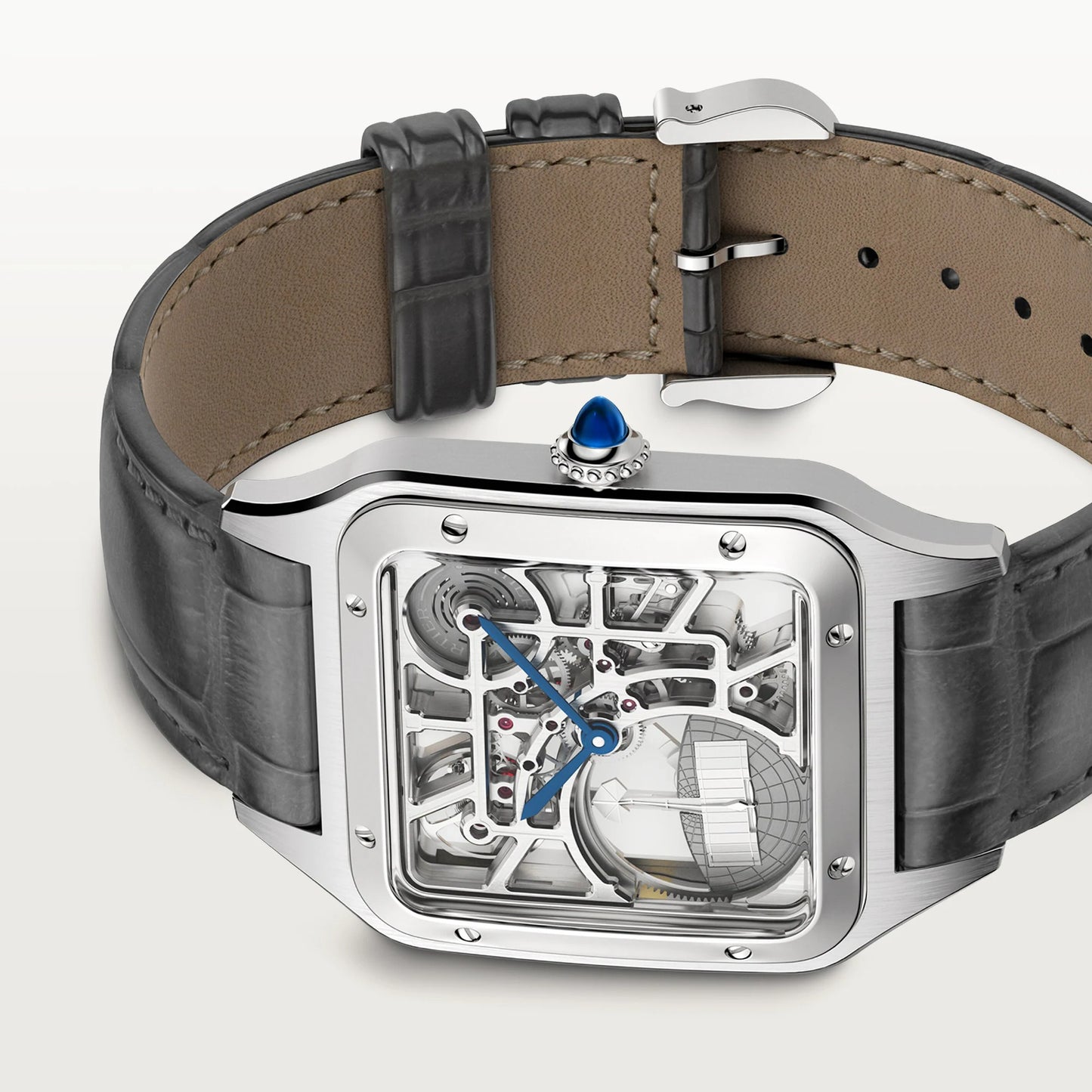 Santos-Dumont Skeleton Watch with micro-rotor White Dial - WHSA0032