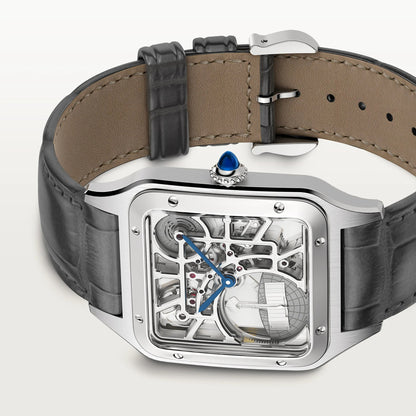 Santos-Dumont Skeleton Watch with micro-rotor White Dial - WHSA0032