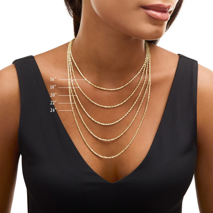 14k Gold 1.2mm Rope Chain Necklace