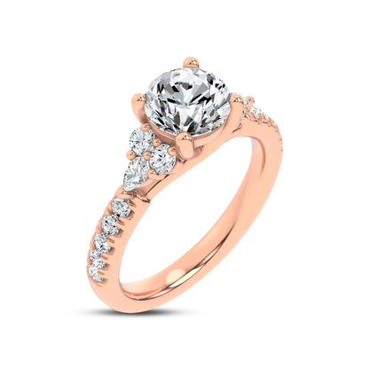 14k Gold Lab Diamond Cluster Pave Engagement Ring