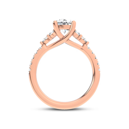 14k Gold Lab Diamond Cluster Pave Engagement Ring