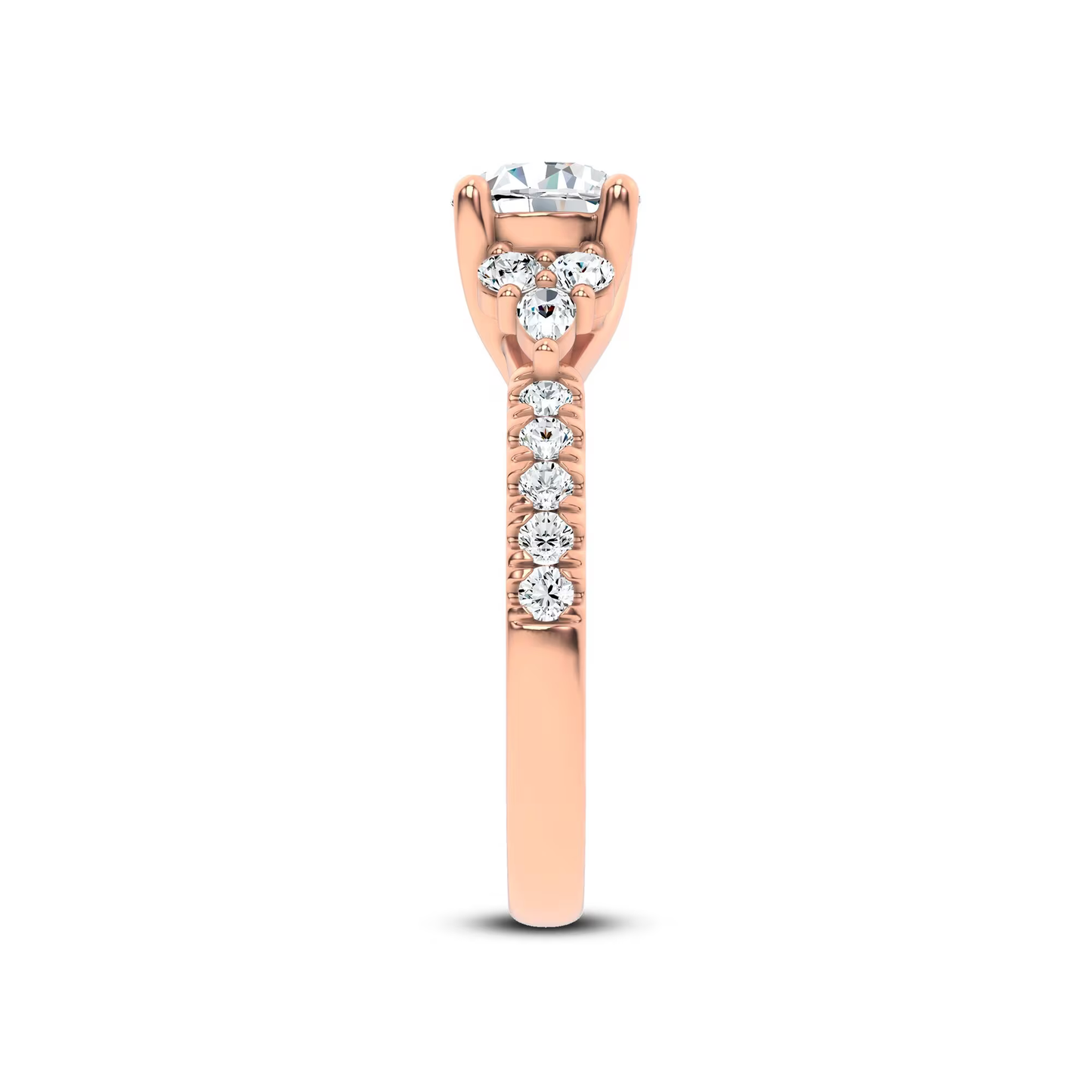 14k Gold Lab Diamond Cluster Pave Engagement Ring