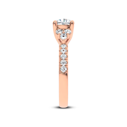 14k Gold Lab Diamond Cluster Pave Engagement Ring