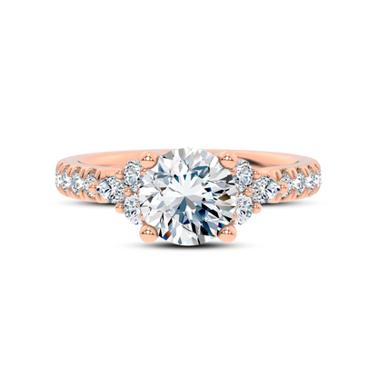 14k Gold Lab Diamond Cluster Pave Engagement Ring
