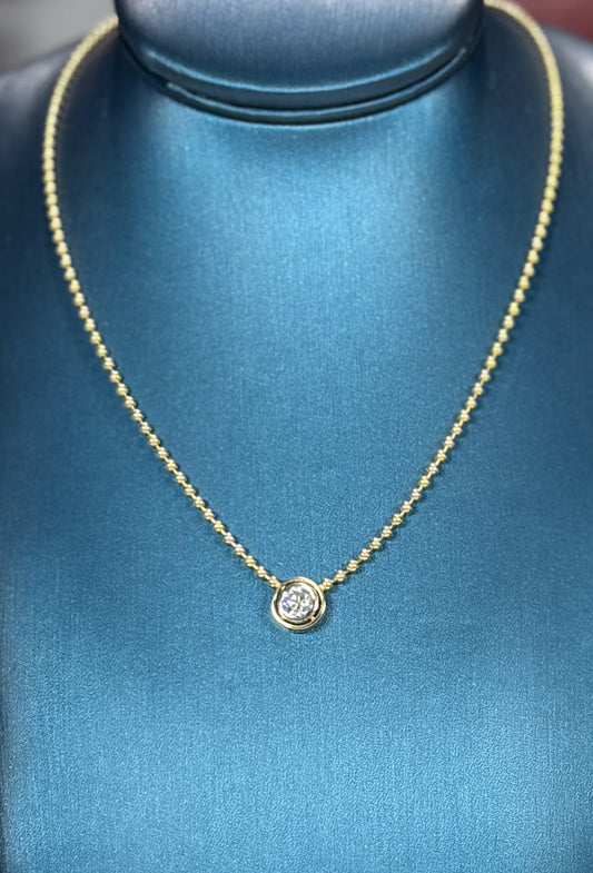 Diamond Pendant 14k Yellow Gold Necklace