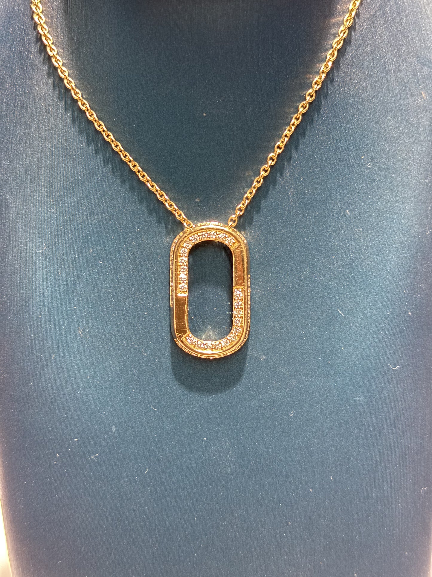 Geometric Loop Diamond 14k Yellow Gold Pendant Necklace