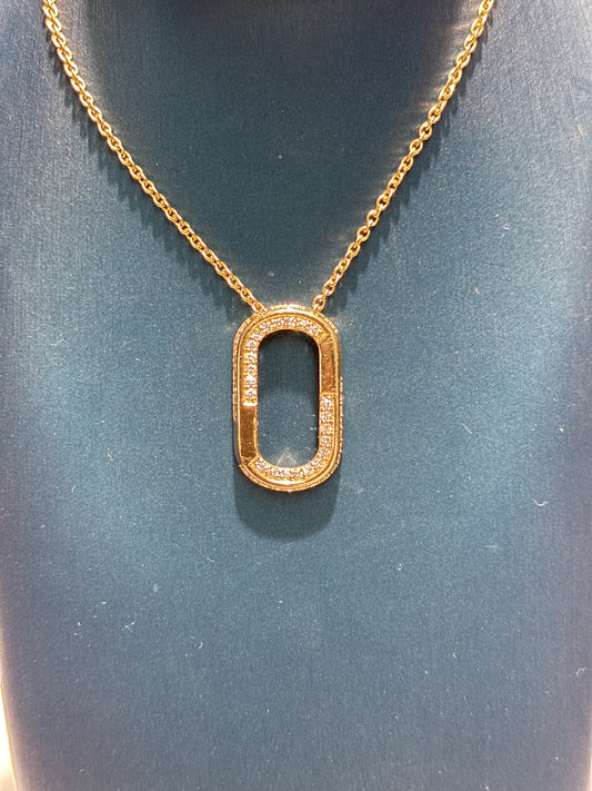 Geometric Loop Diamond 14k Yellow Gold Pendant Necklace