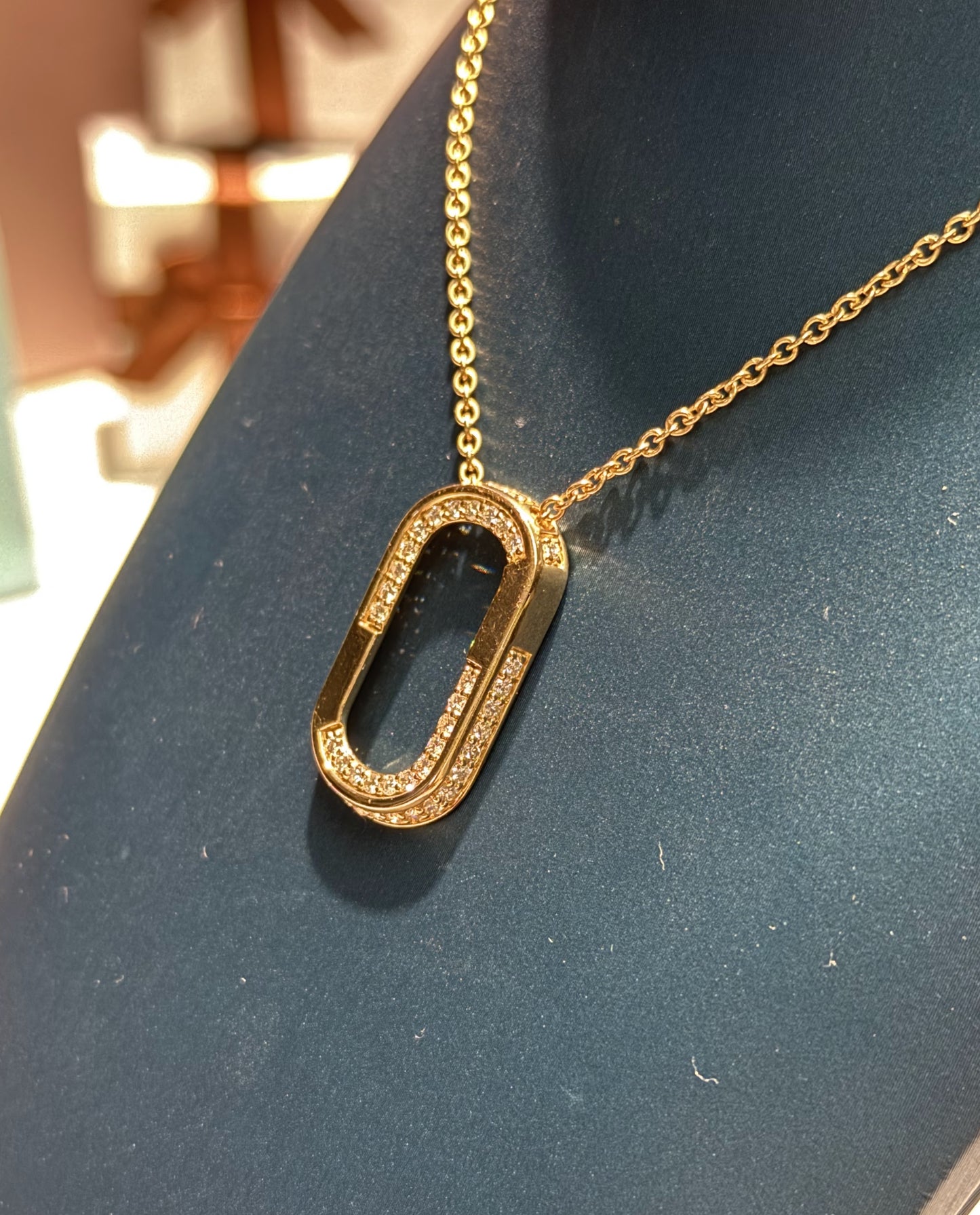 Geometric Loop Diamond 14k Yellow Gold Pendant Necklace