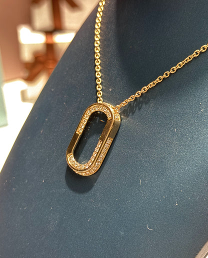 Geometric Loop Diamond 14k Yellow Gold Pendant Necklace