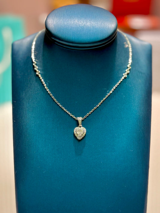 Heart Diamond Pendant 14k White Gold Necklace