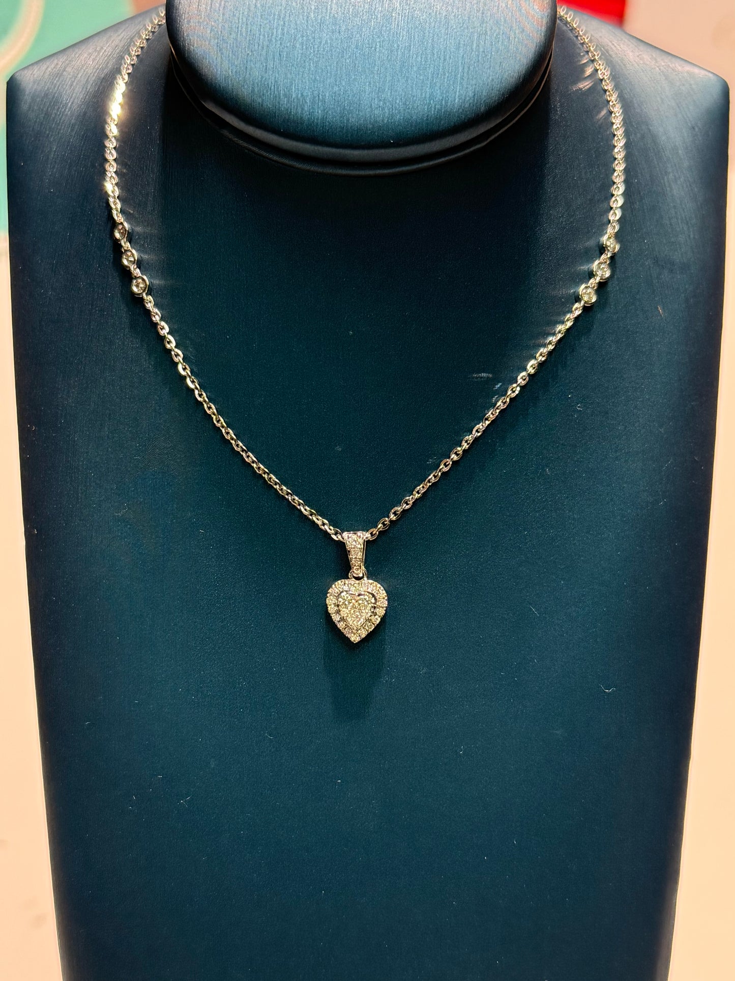 Heart Diamond Pendant 14k White Gold Necklace