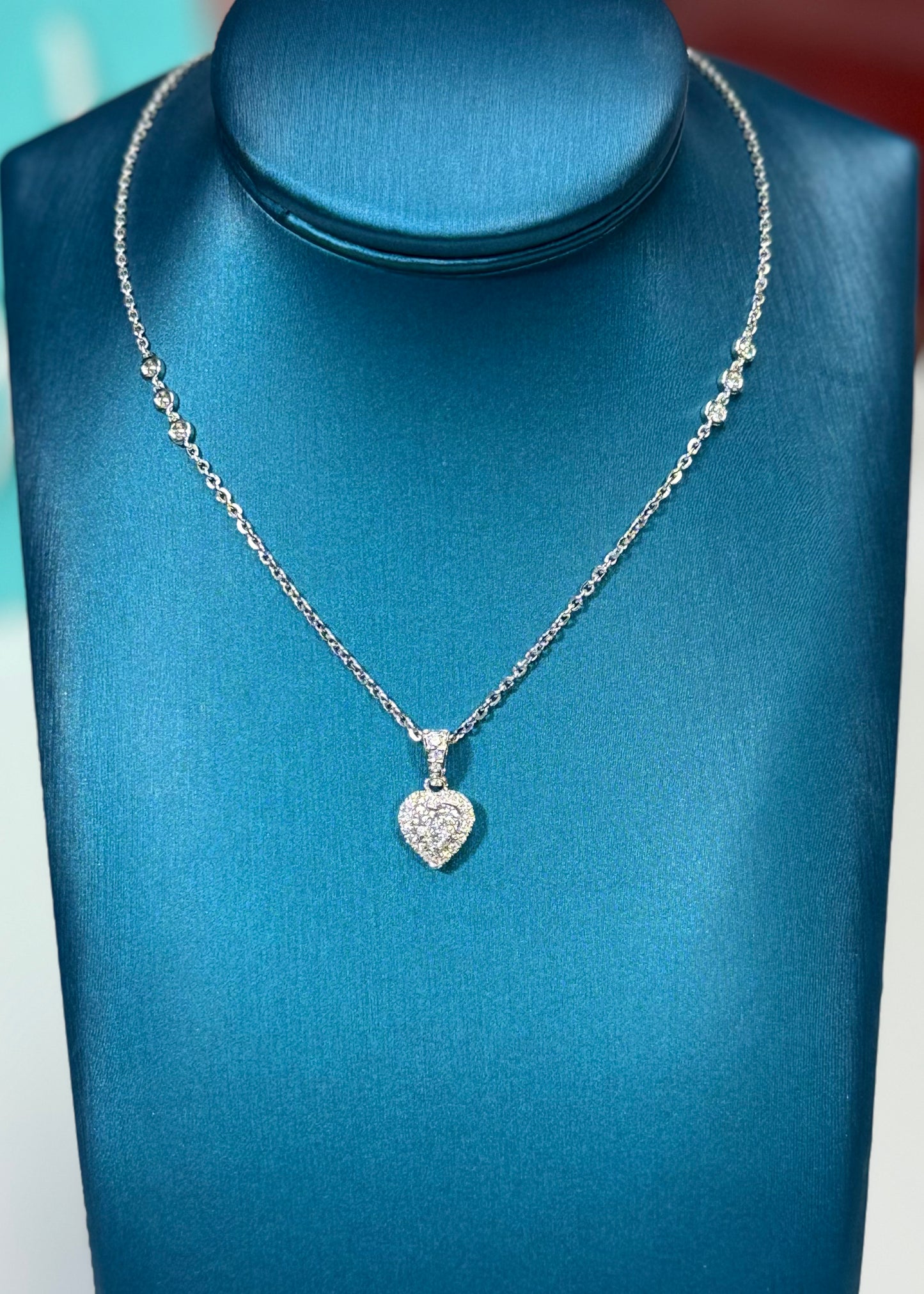 Heart Diamond Pendant 14k White Gold Necklace