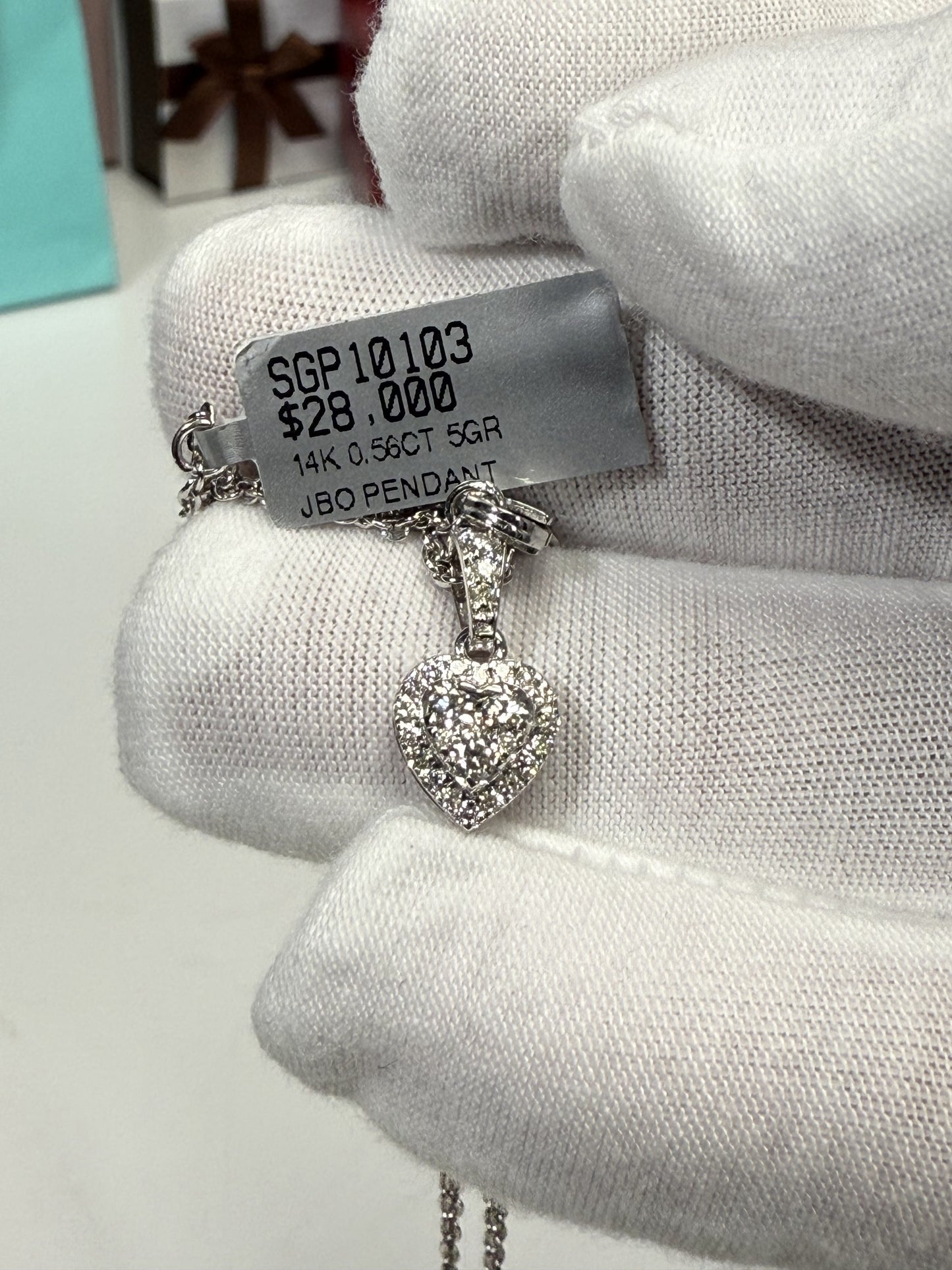 Heart Diamond Pendant 14k White Gold Necklace