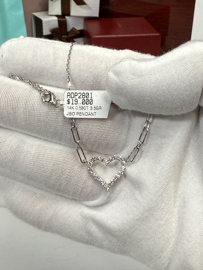 Heart Diamond 14k White gold Necklace