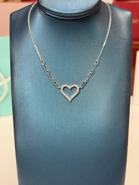 Heart Diamond 14k White gold Necklace