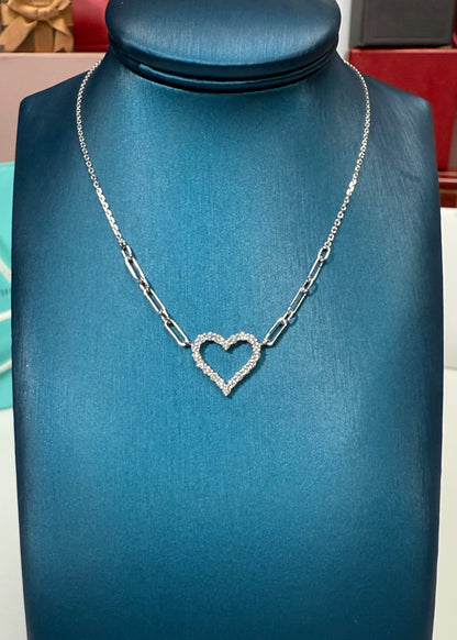 Heart Diamond 14k White gold Necklace