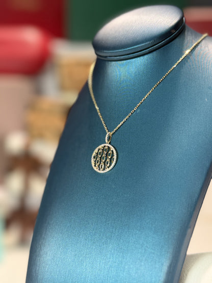 Chain Design Diamond Pendant 14k Yellow Gold Necklace