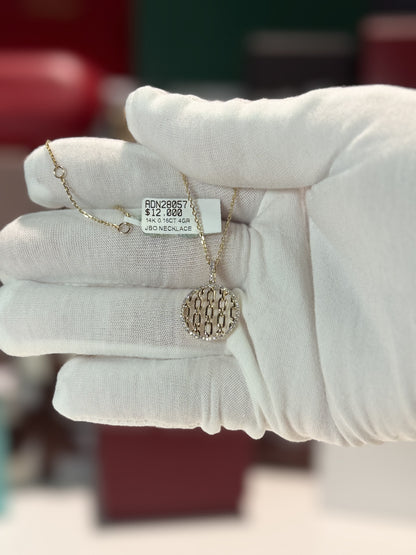 Chain Design Diamond Pendant 14k Yellow Gold Necklace