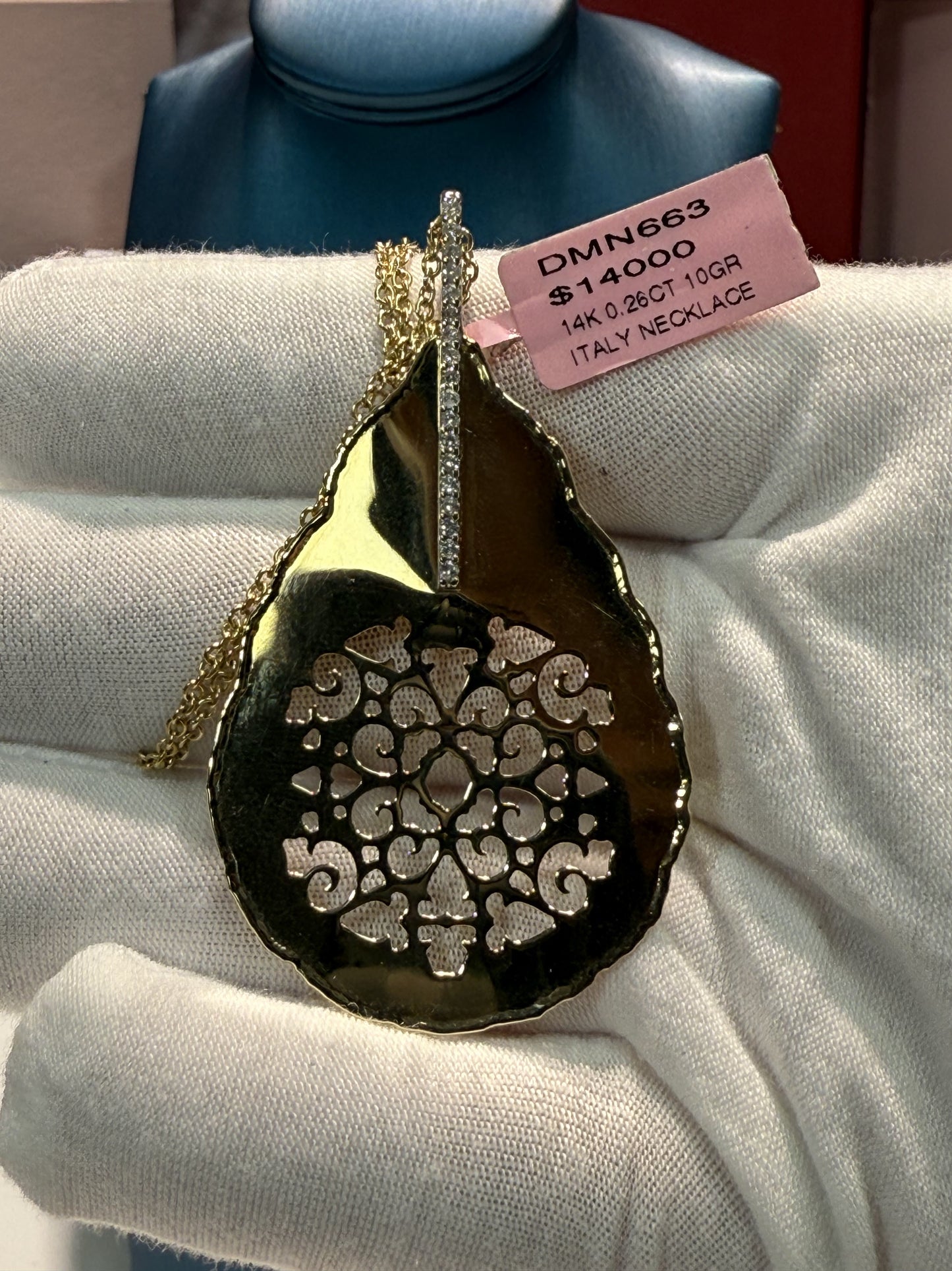 Floral Design Diamond 14k Yellow Gold Pendant Necklace