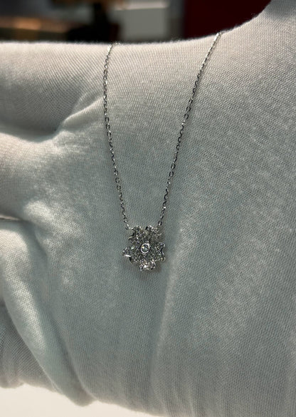 Flower Diamond 14k White Gold Necklace