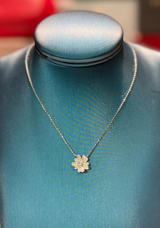 Flower Diamond 14k White Gold Necklace