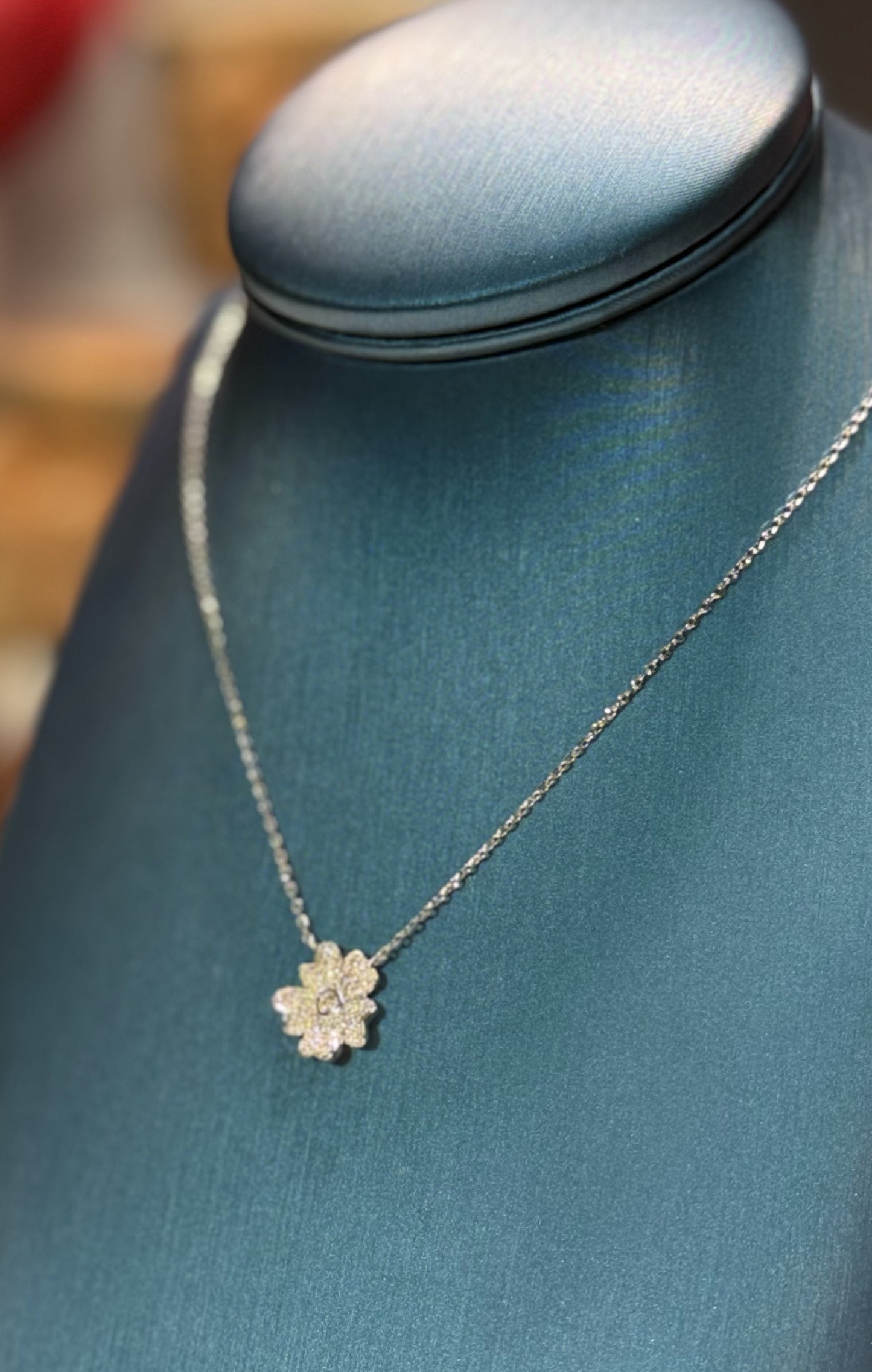 Flower Diamond 14k White Gold Necklace