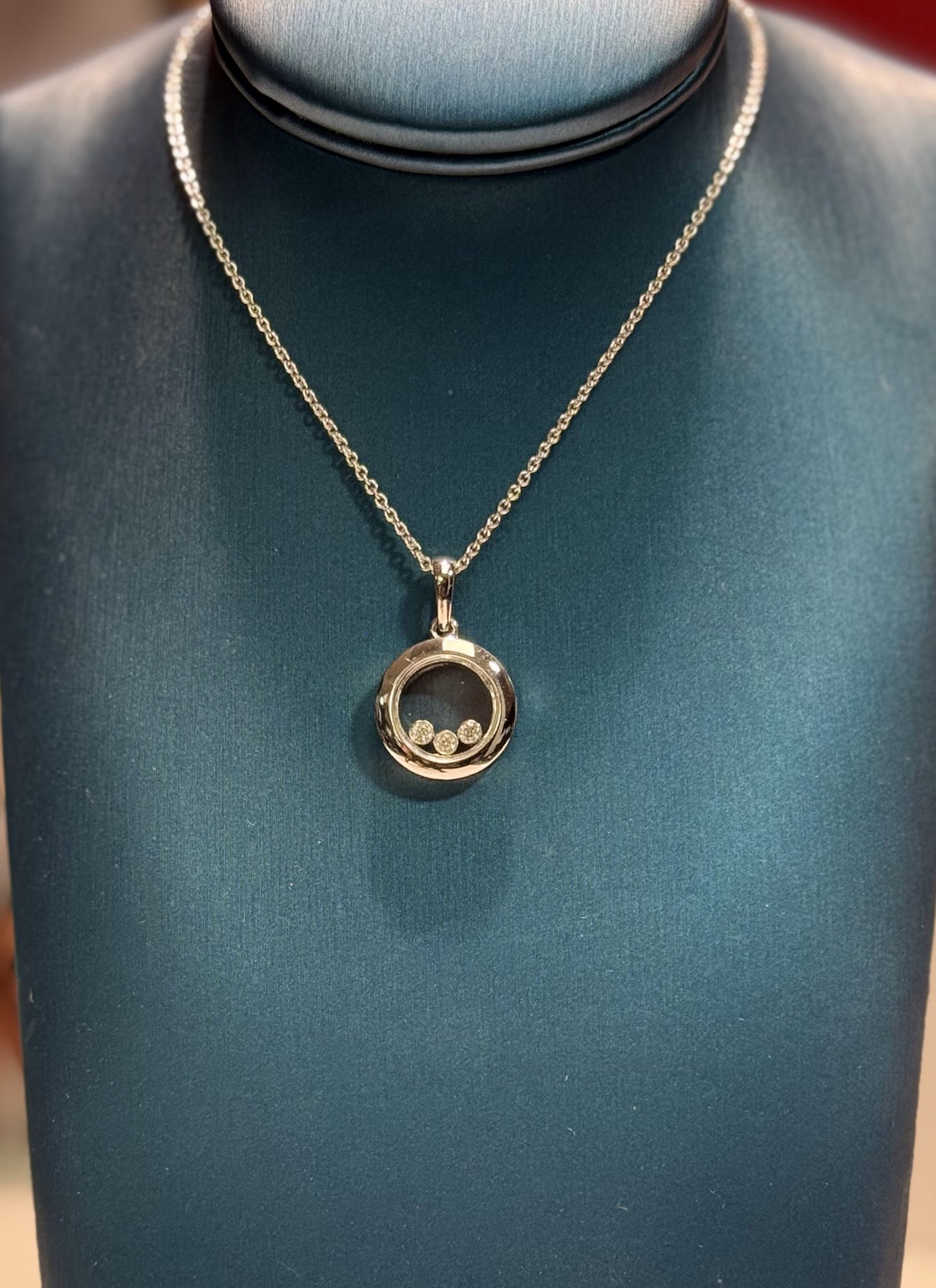 Glass Case Diamond Pendant 14k White Gold Necklace