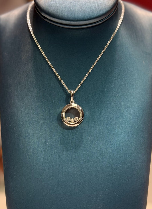 Glass Case Diamond Pendant 14k White Gold Necklace