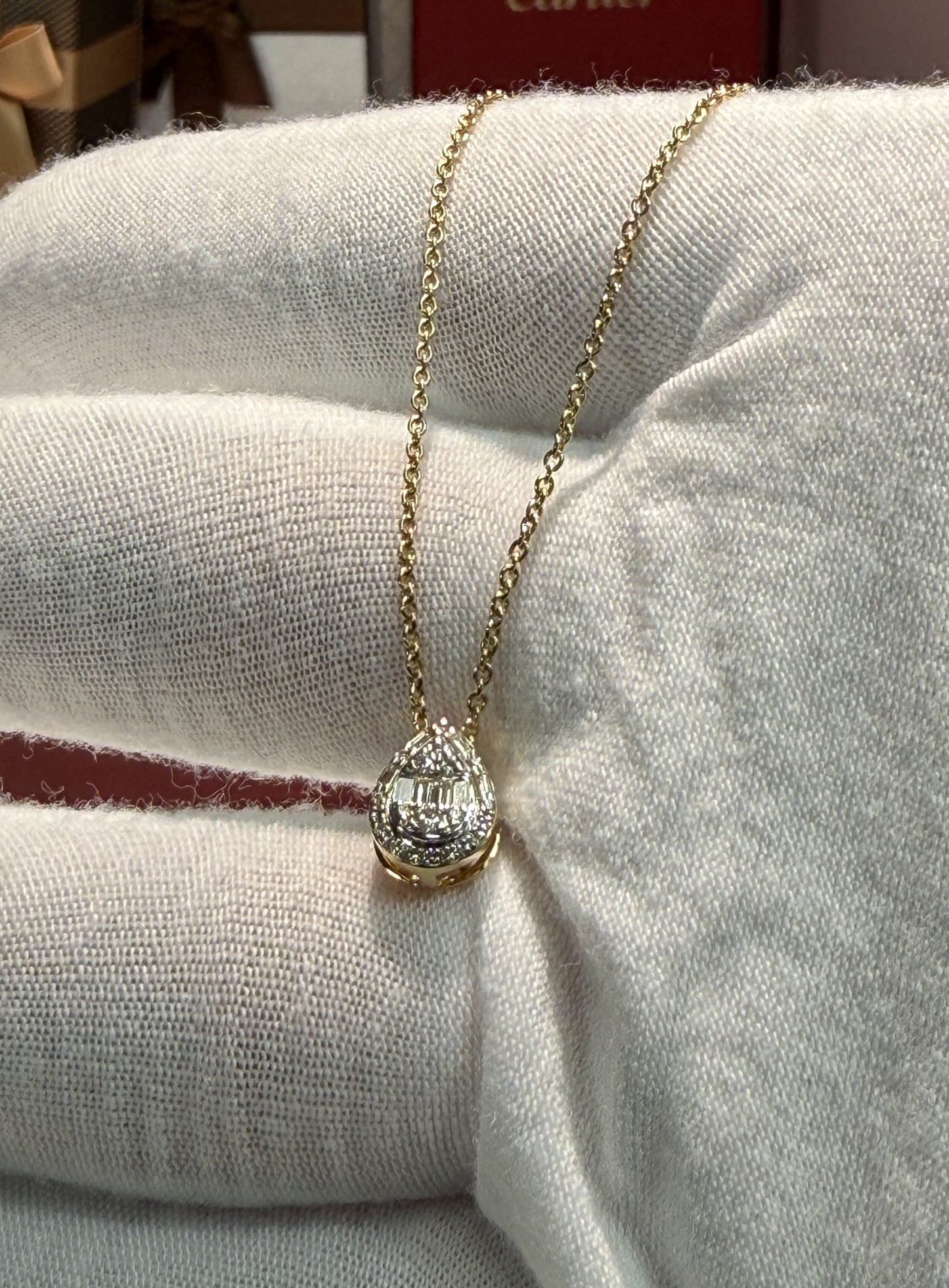 Teardrop Diamond Pendant 14k Yellow Gold Necklace