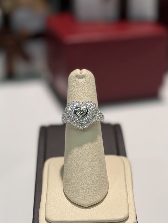 Heart Diamond 14k White Gold Ring