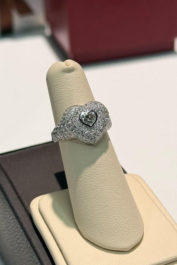 Heart Diamond 14k White Gold Ring