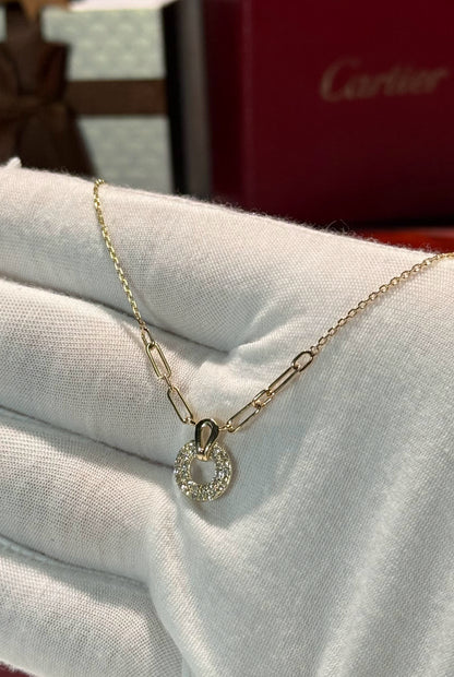 Diamond Circle Pandent 14k Yellow Gold Necklace