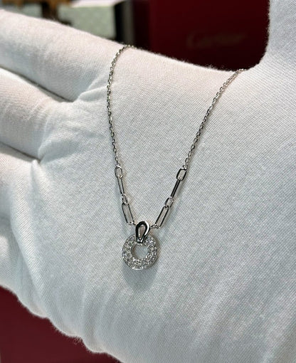 Diamond Circle Pandent 14k White Gold Necklace