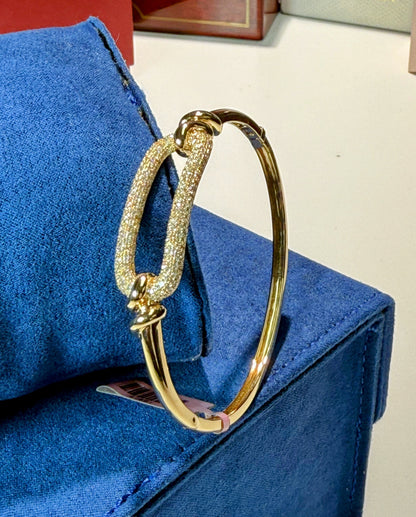 Diamond Loop 14k Yellow Gold Bangle