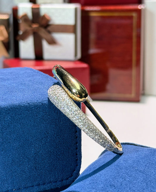14k Yellow Gold Diamond Bypass Bangle