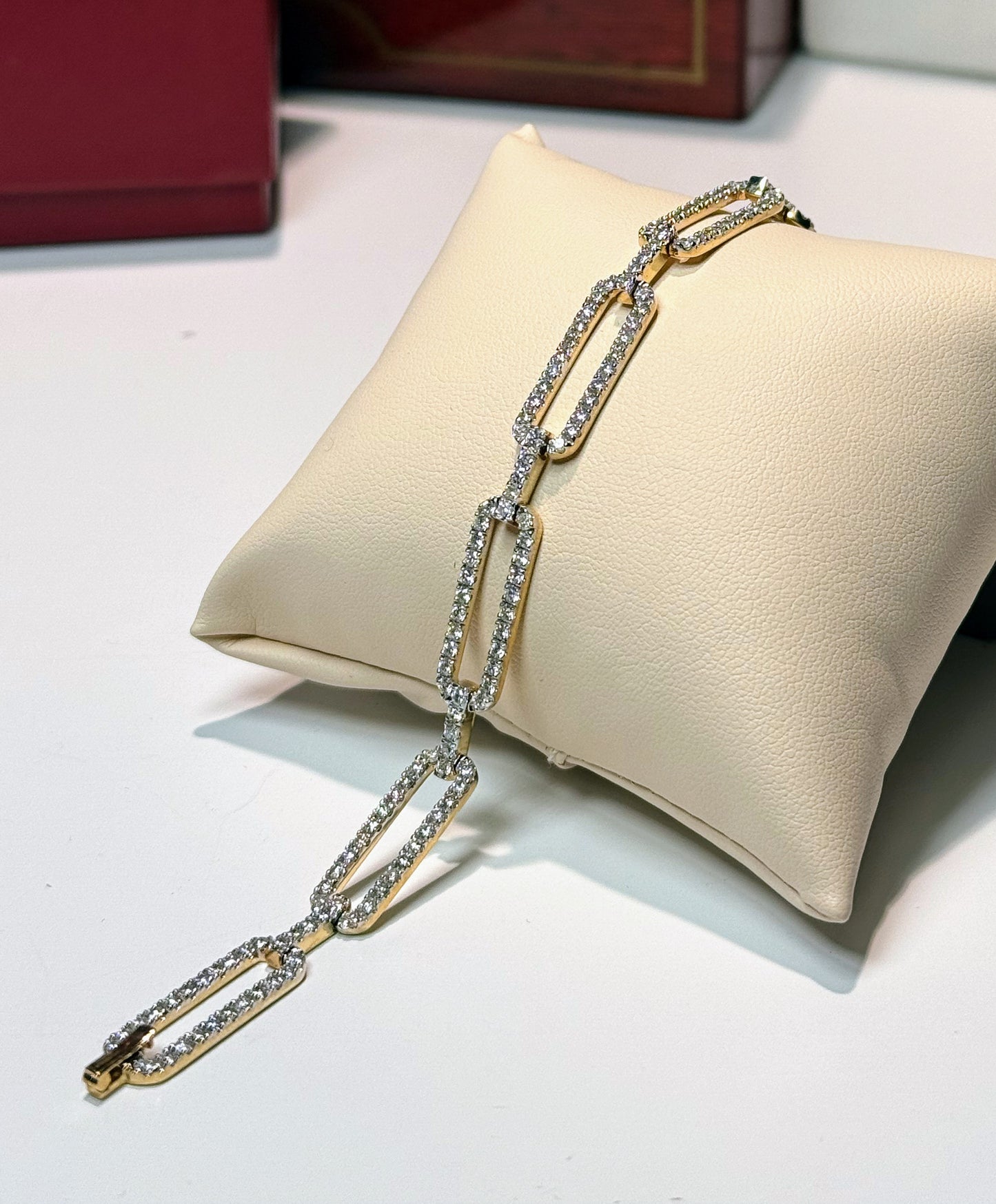 Diamond Links 14k Yellow Gold Bracelet