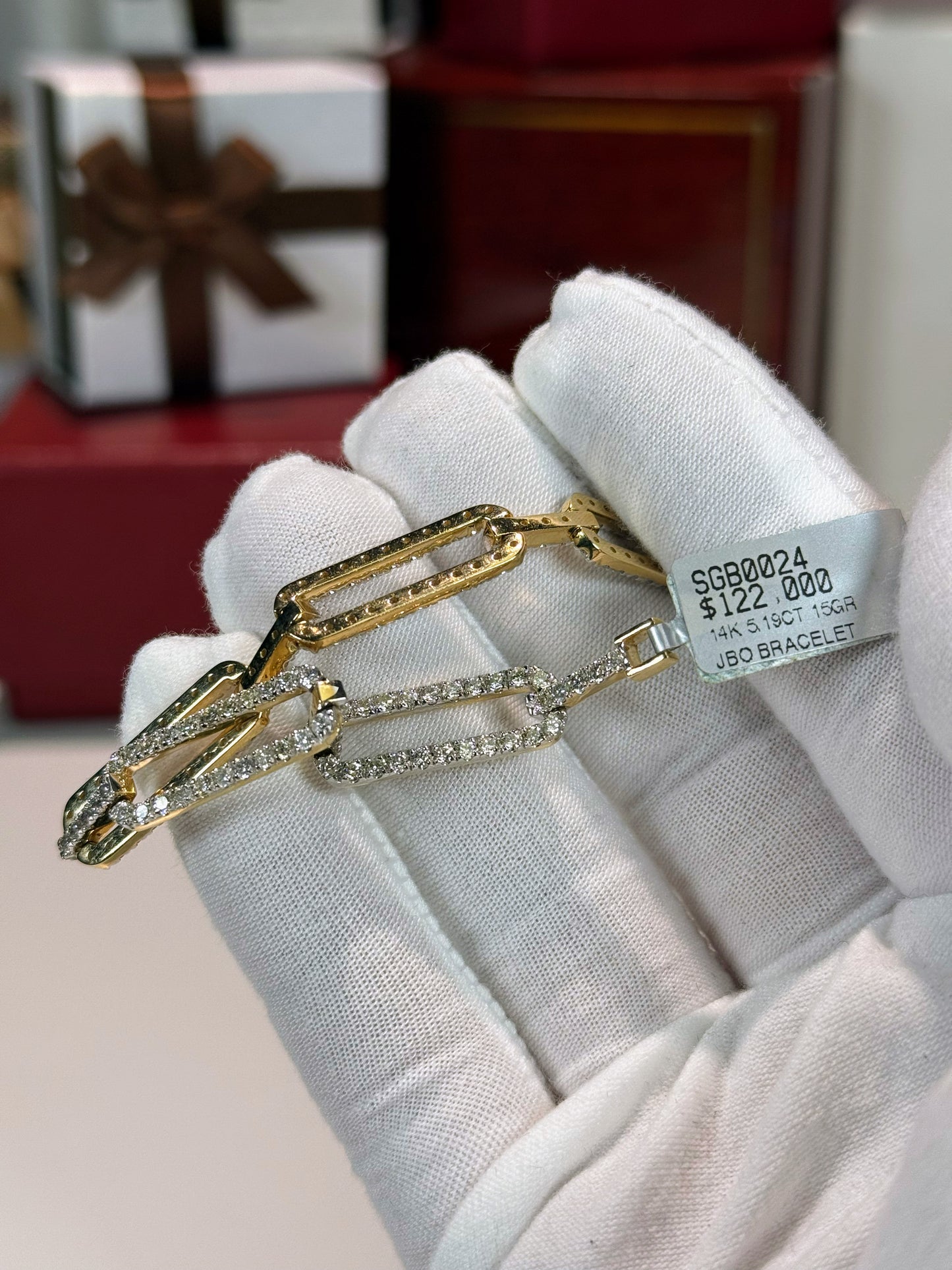 Diamond Links 14k Yellow Gold Bracelet
