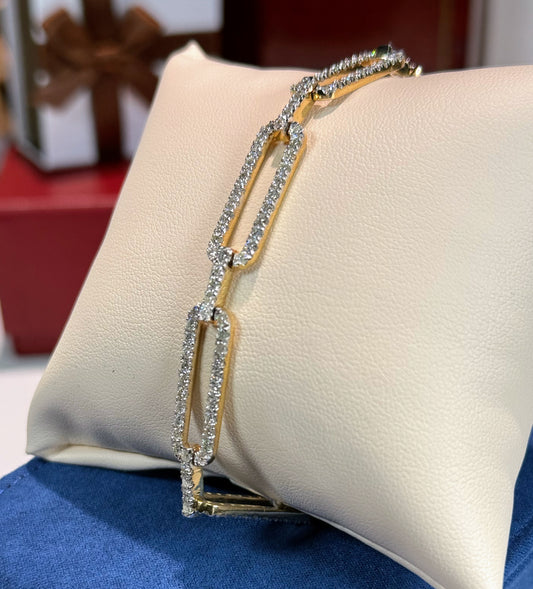 Diamond Links 14k Yellow Gold Bracelet