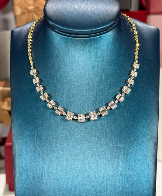 Baguette Diamond 14k Yellow Gold Necklace