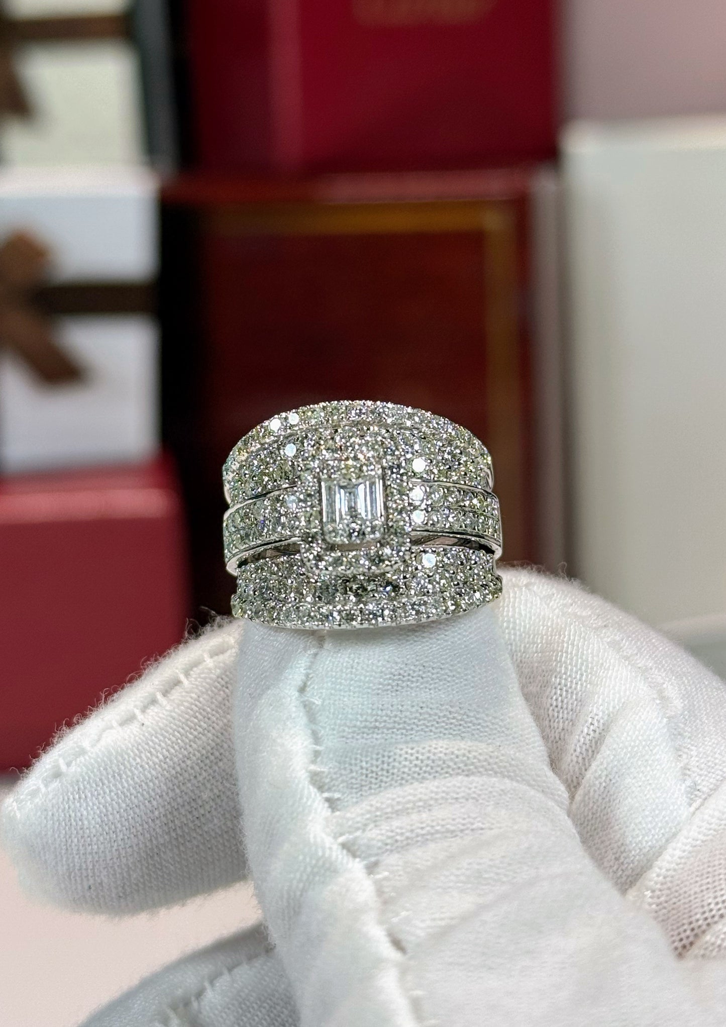 Layered Diamond 14k White Gold Ring