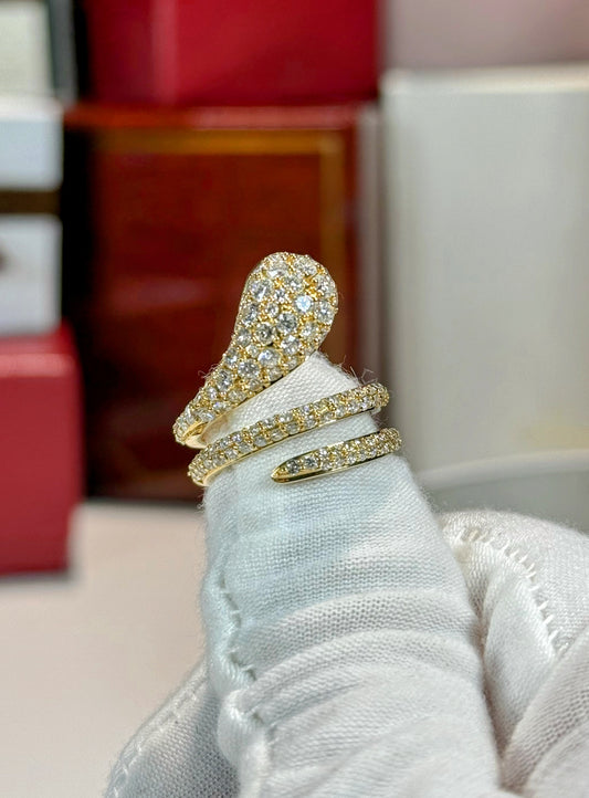 Diamond Snake Coil 14k Yellow Gold Ring