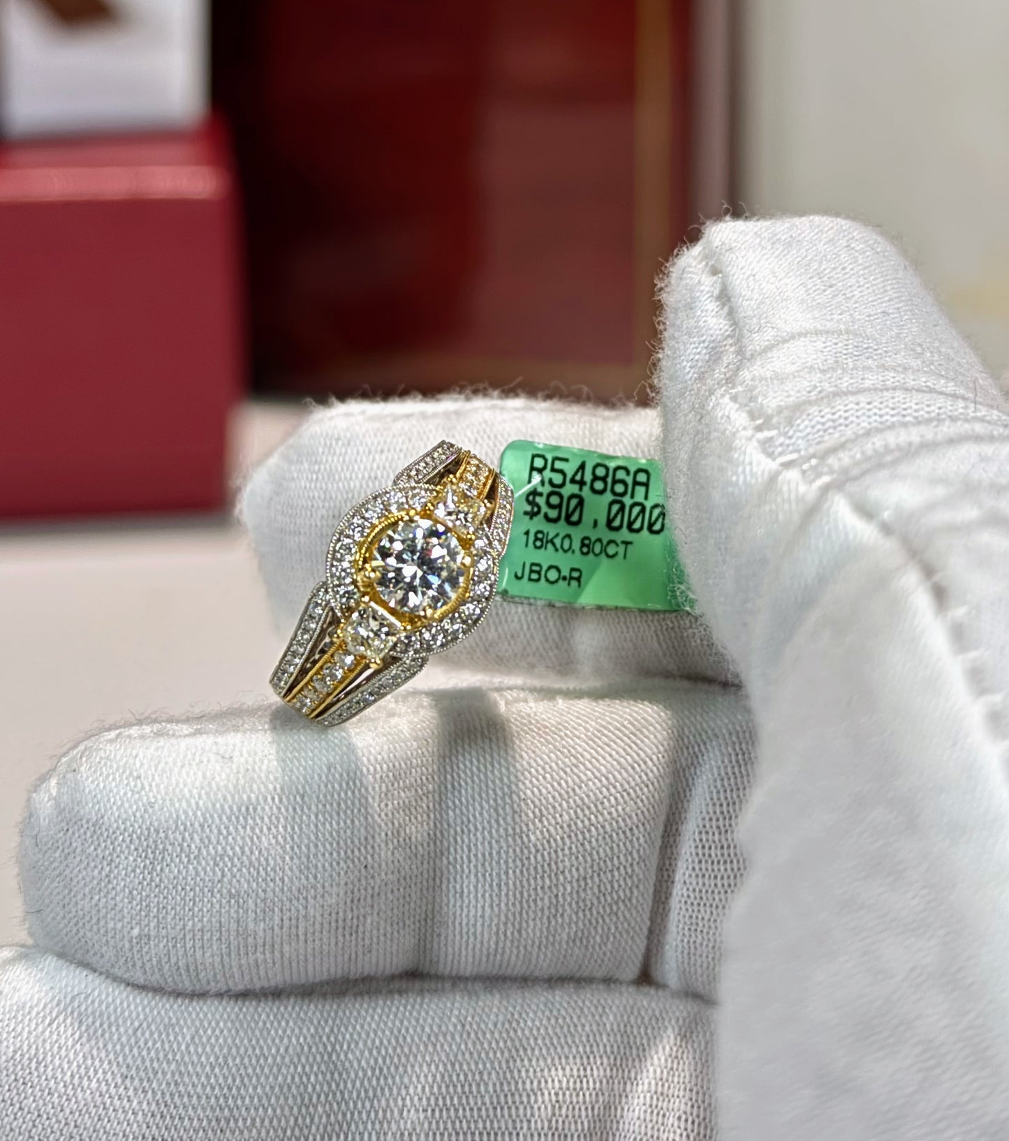 Diamond Halo 18k White Gold Ring